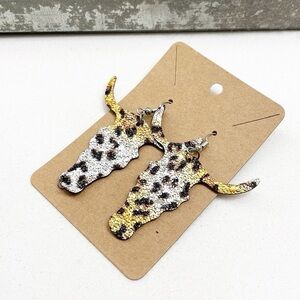 Animal print ox head hand made earrings